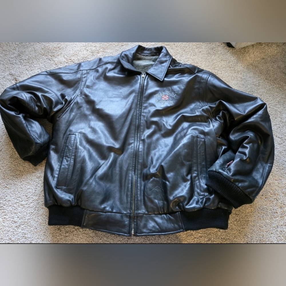 Men's Leather/Chinchilla Fur Reversible Coat Very Heavy HighQuality 2XL NewRare